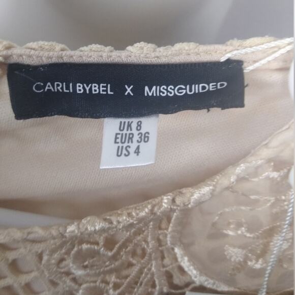 Missguided x Carli Bybel Mesh Lace Long Sleeve Mini Dress Size 4 - Picture 6 of 16